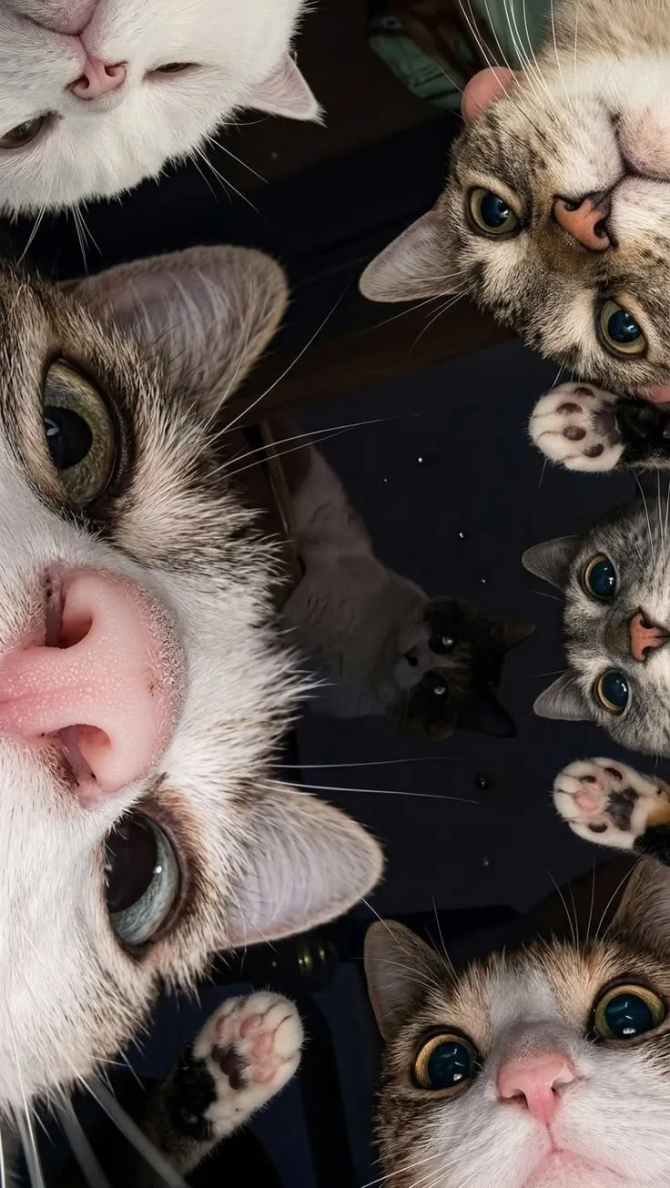 Коти зазирають у камеру згори